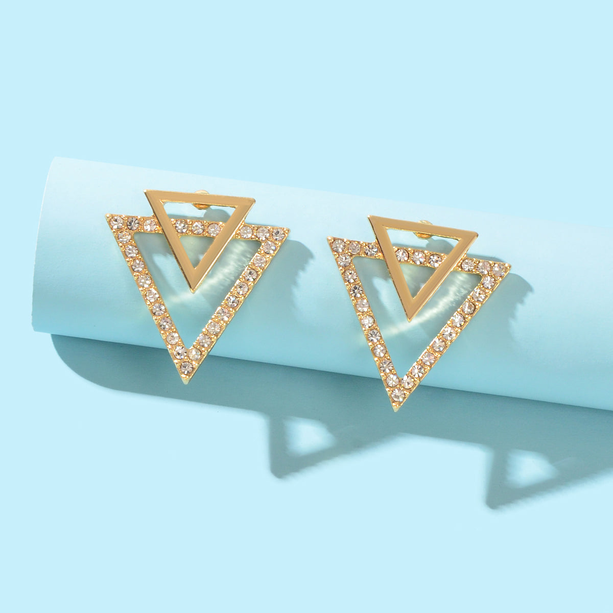 Double Triangles Stud Classic Women Trendy Dangle Earrings Fashion Jewelry Gift-3