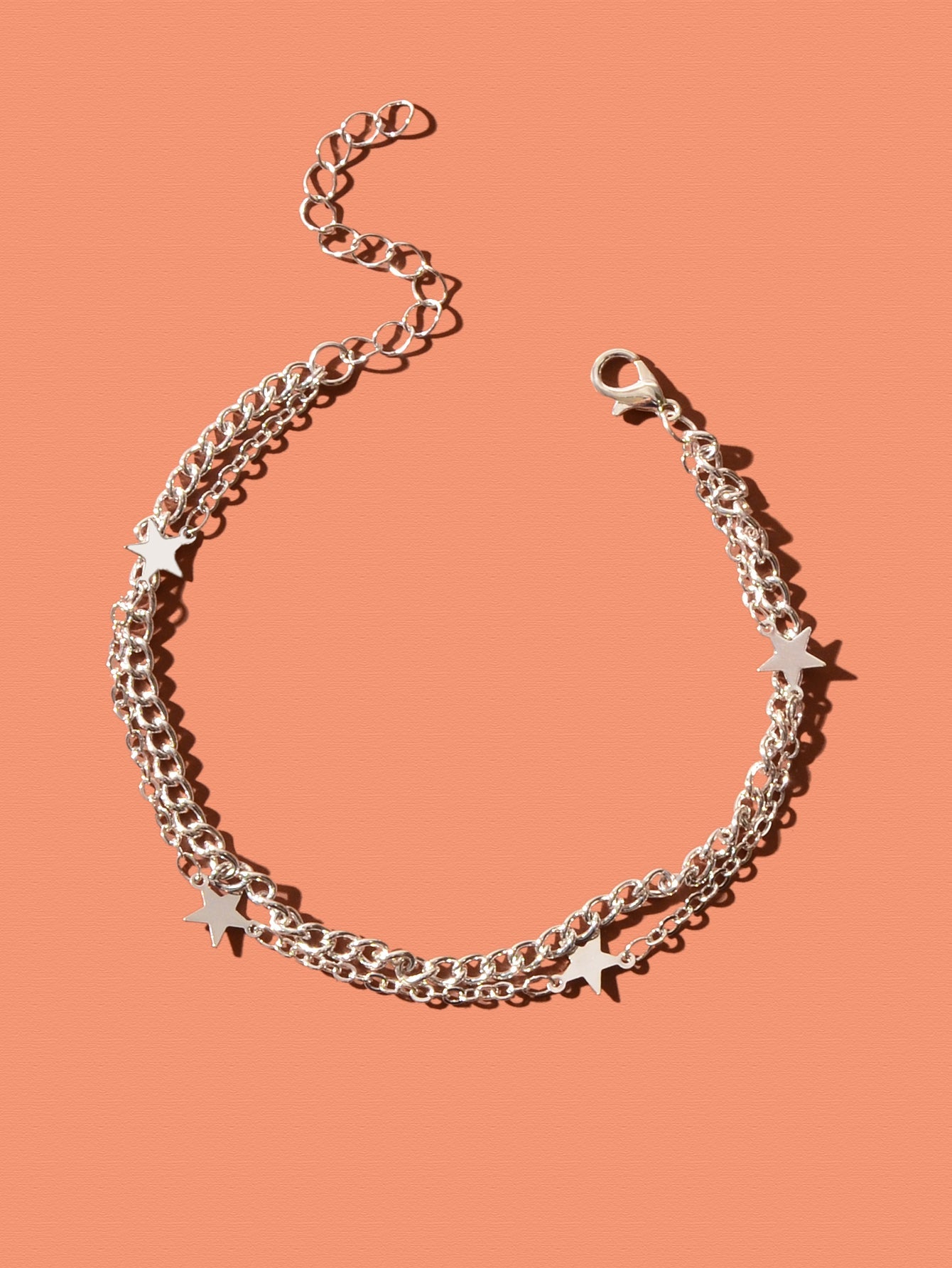 Fashion Silver Star Charm Layered Chain Anklet for Women Beach Foot Jewellery-1