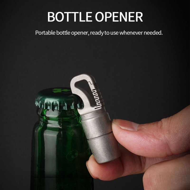 Titanium Alloy Keychain Mini Flashlight Light LED Multifunctional Bottle Opener-1