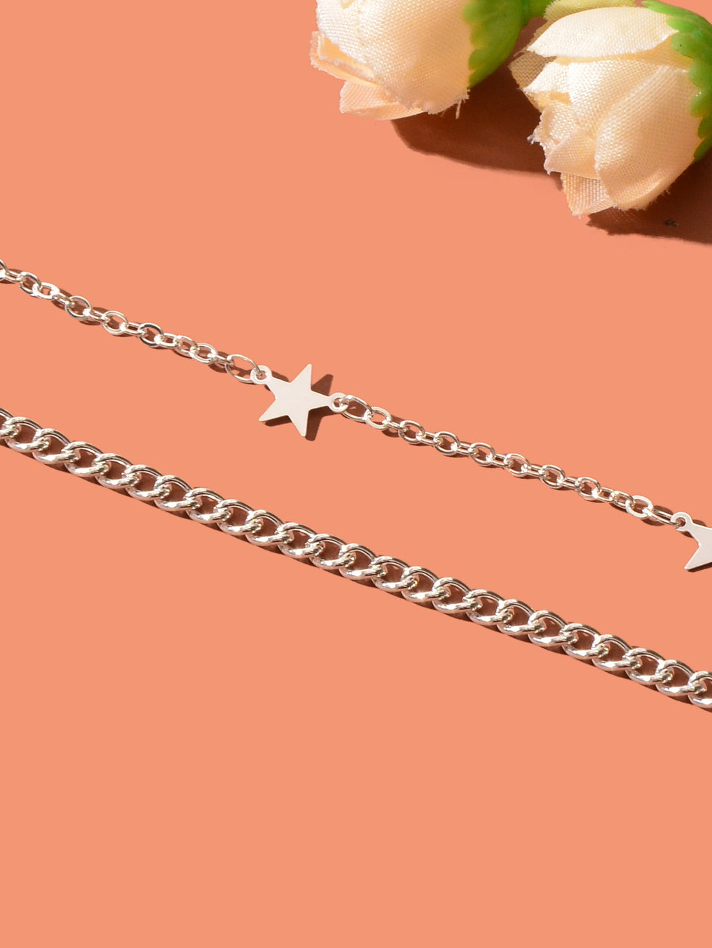 Fashion Silver Star Charm Layered Chain Anklet for Women Beach Foot Jewellery-2