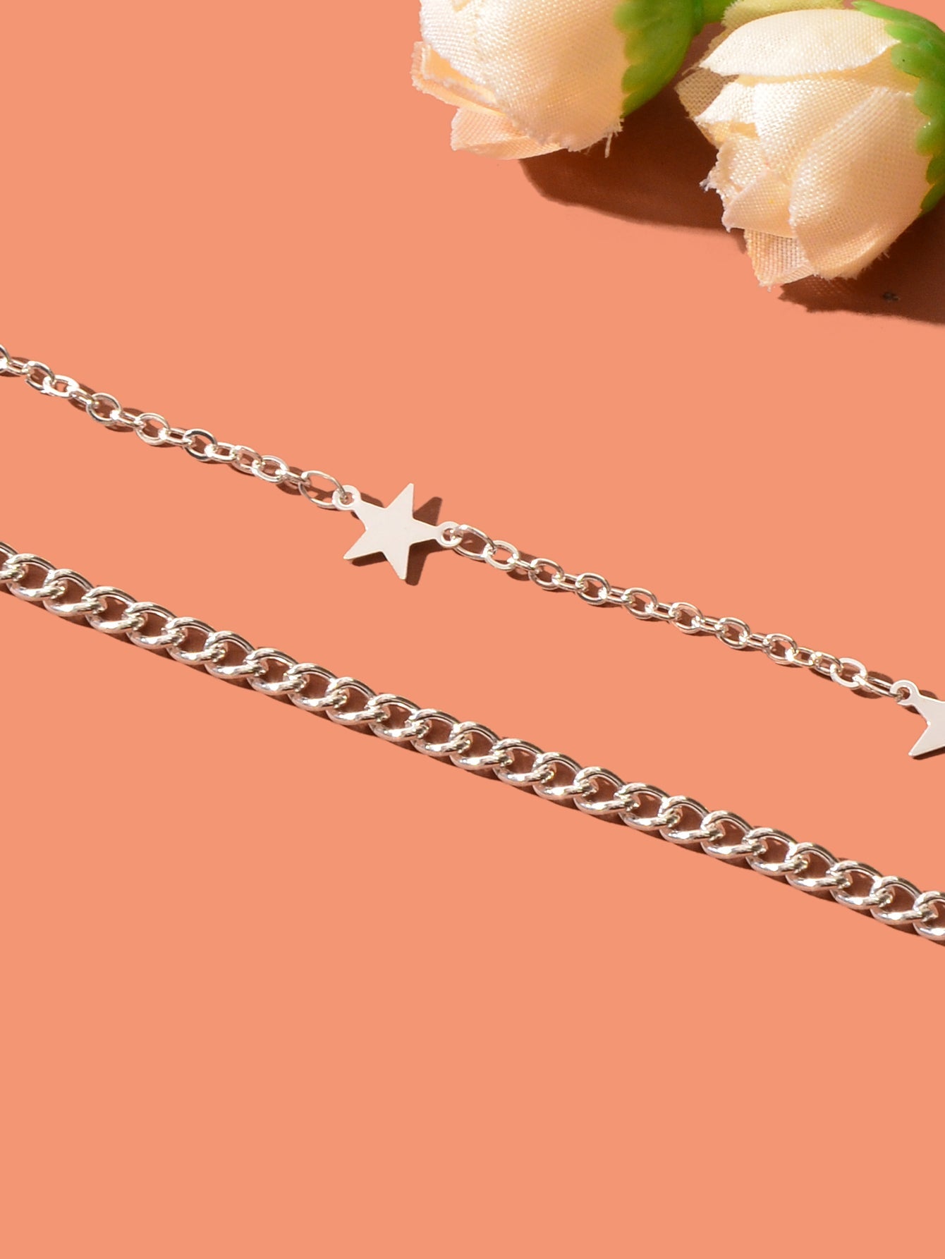 Fashion Silver Star Charm Layered Chain Anklet for Women Beach Foot Jewellery-2