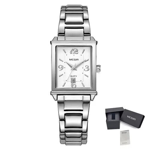 MEGIR White Women's Watches Top Brand Luxury Waterproof Woman Watch Bracelet Fashion Stainless Steel Band Wrist Watch for Women-10