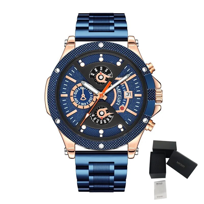 MEGIR Men's Business Watch Top Brand Luxury Quartz Wristwatch Fashion Waterproof Man Military Clock Calendar Reloj Hombre 2216
