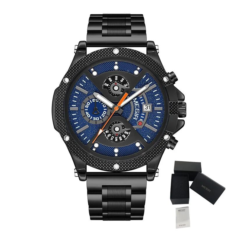 MEGIR Men's Business Watch Top Brand Luxury Quartz Wristwatch Fashion Waterproof Man Military Clock Calendar Reloj Hombre 2216