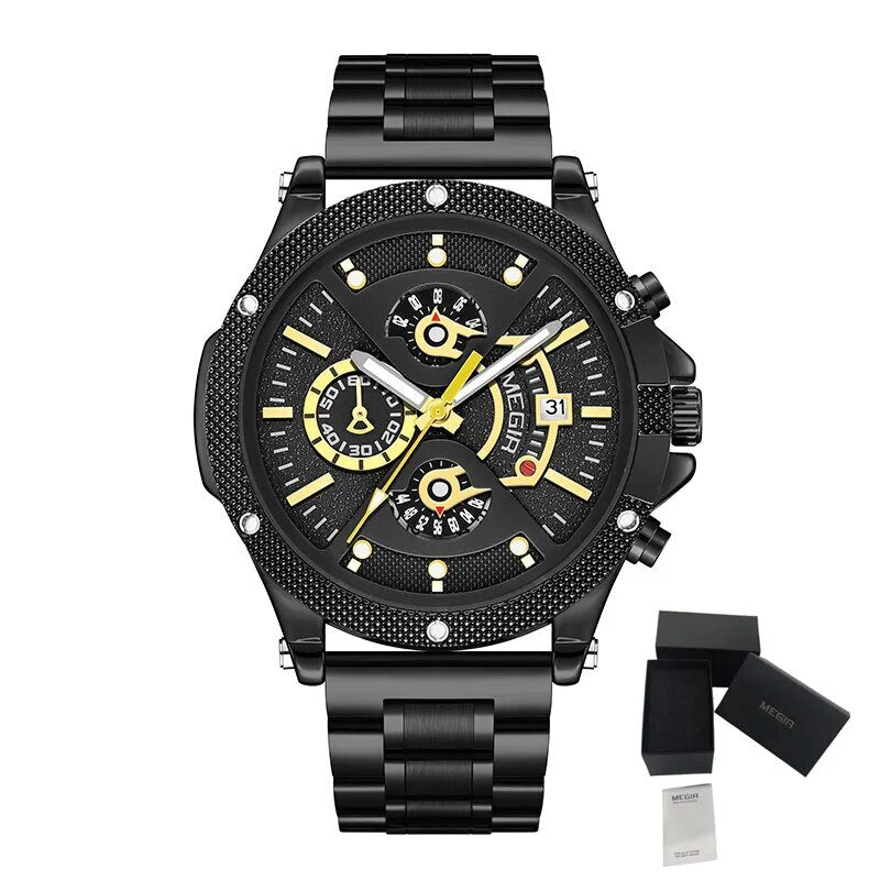 MEGIR Men's Business Watch Top Brand Luxury Quartz Wristwatch Fashion Waterproof Man Military Clock Calendar Reloj Hombre 2216