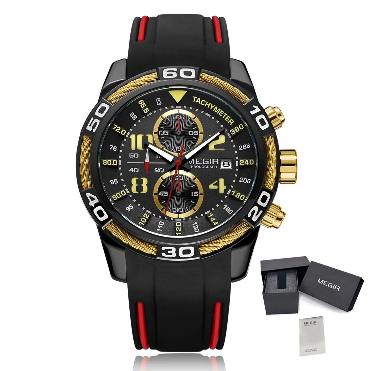 MEGIR Fashion Sports Watches for Mens Luxury Quartz Casual Wristwatch Relogio Masculino Man Chronograph Silicone Strap Clock