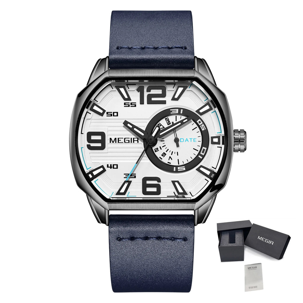 MEGIR Fashion Mens Watches Top Luxury Sport Military Watch Calendar Luminous Quartz Casual Man Wristwatch Clock Montre Homme