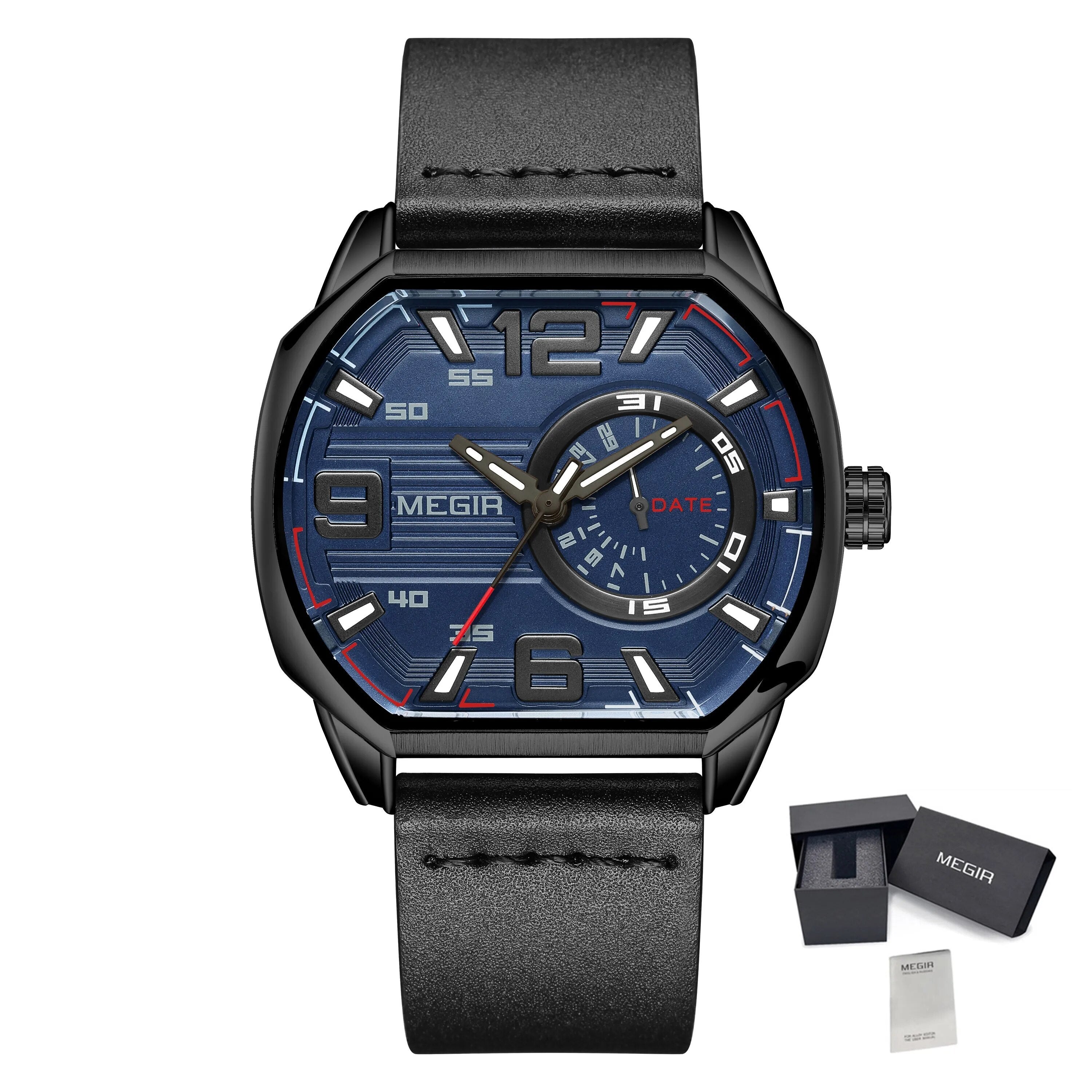 MEGIR Fashion Mens Watches Top Luxury Sport Military Watch Calendar Luminous Quartz Casual Man Wristwatch Clock Montre Homme