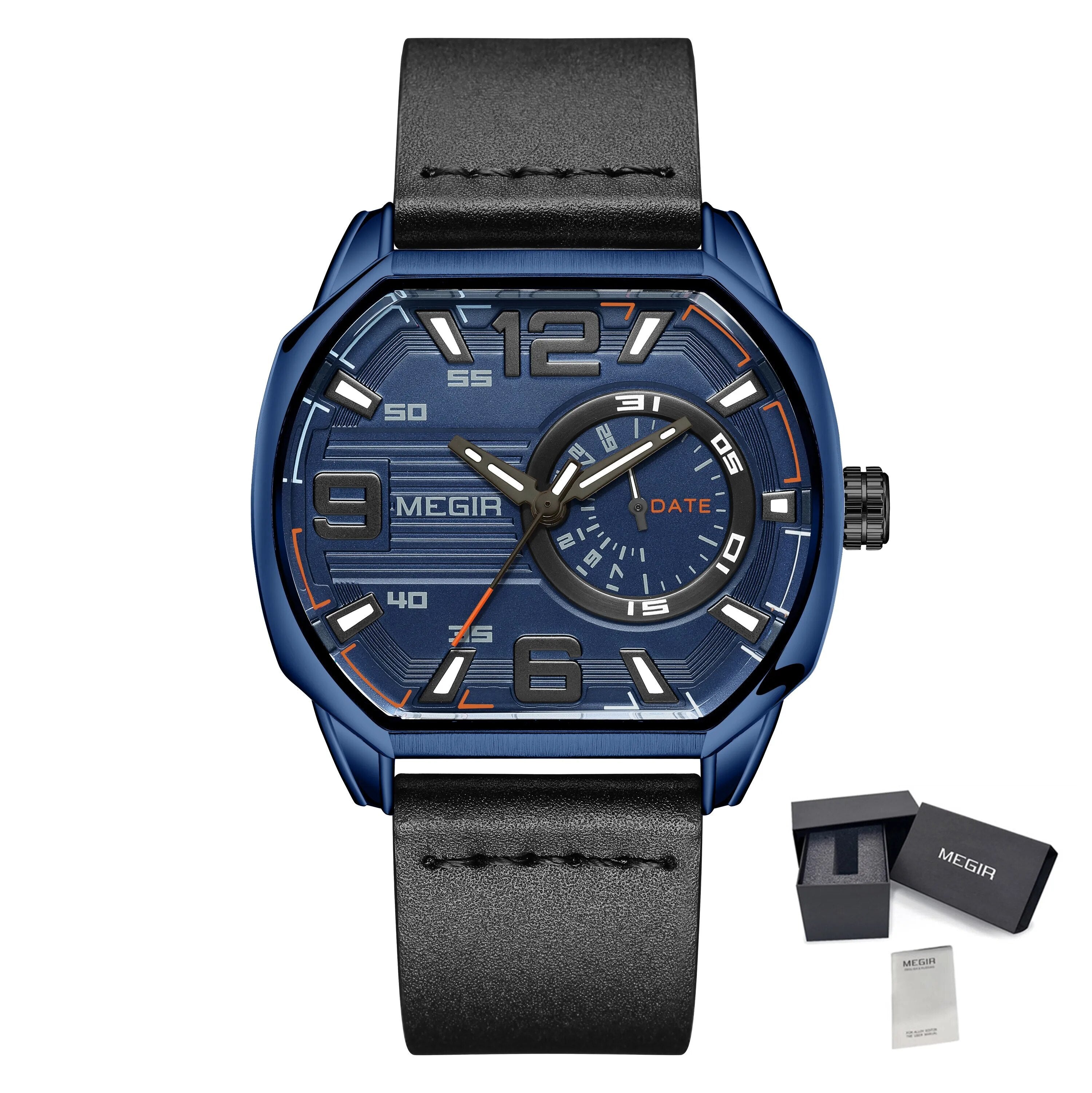 MEGIR Fashion Mens Watches Top Luxury Sport Military Watch Calendar Luminous Quartz Casual Man Wristwatch Clock Montre Homme