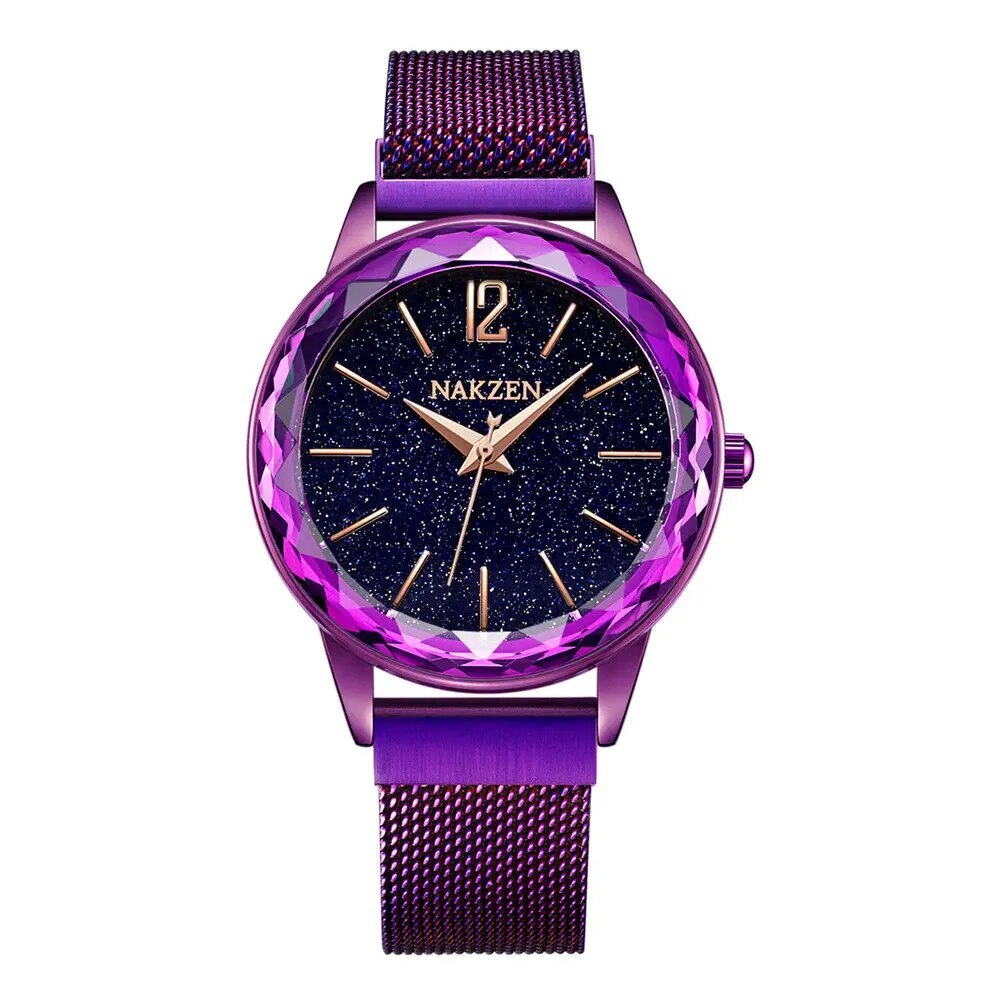 NAKZEN Rose Gold Women Watches Minimalism Starry sky Magnet Buckle Fashion Wristwatch Waterproof Roman Numeral reloj mujer-6