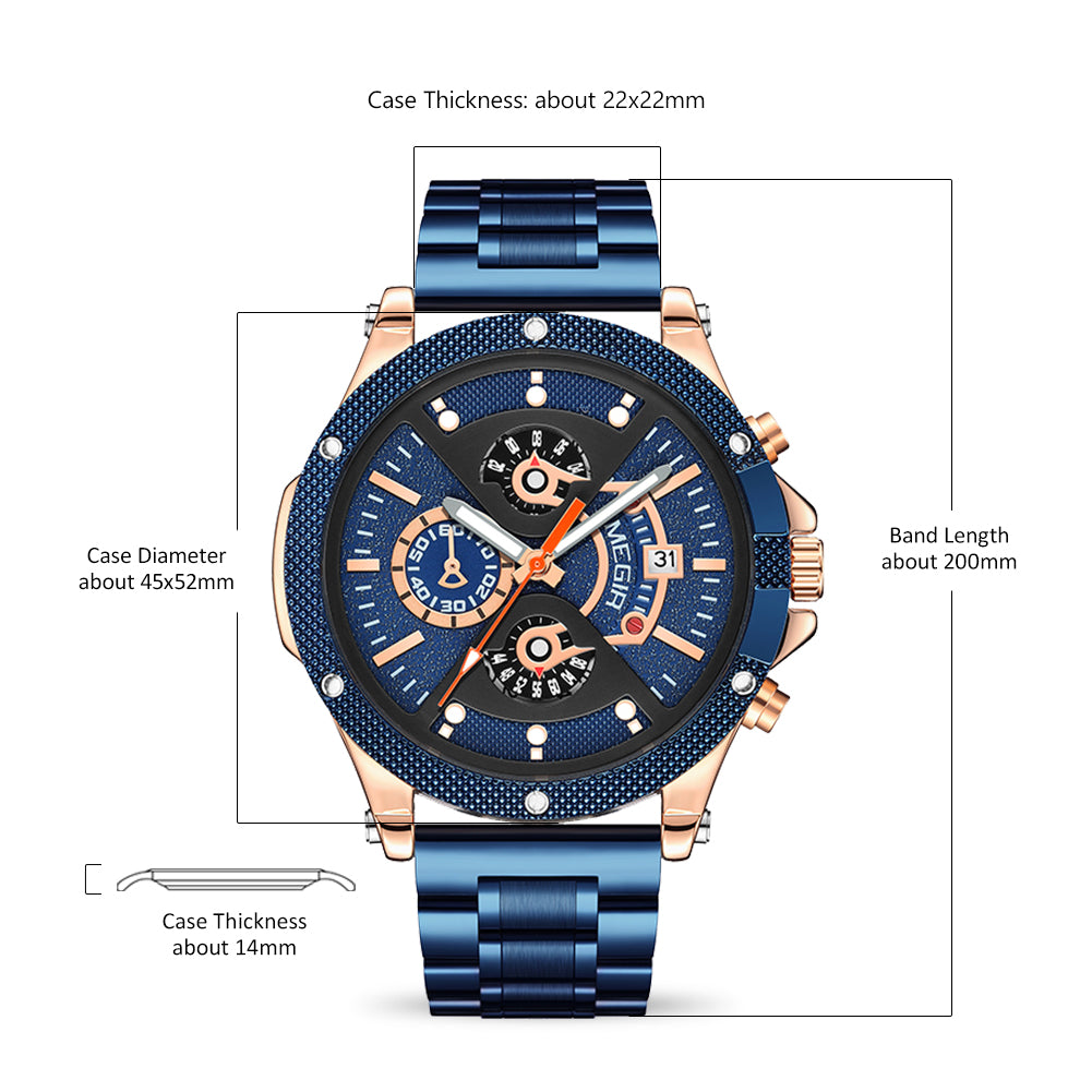 MEGIR Men's Business Watch Top Brand Luxury Quartz Wristwatch Fashion Waterproof Man Military Clock Calendar Reloj Hombre 2216