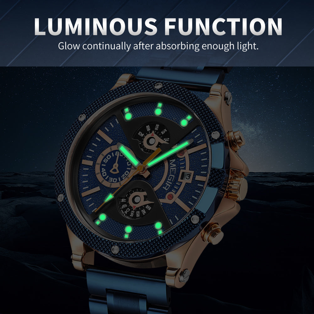 MEGIR Men's Business Watch Top Brand Luxury Quartz Wristwatch Fashion Waterproof Man Military Clock Calendar Reloj Hombre 2216
