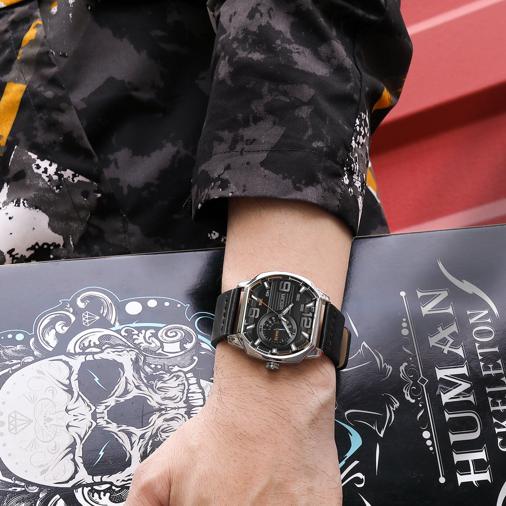 MEGIR Fashion Mens Watches Top Luxury Sport Military Watch Calendar Luminous Quartz Casual Man Wristwatch Clock Montre Homme