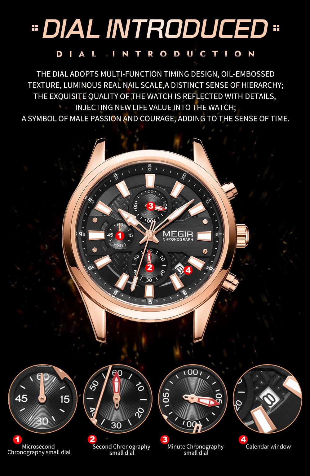 MEGIR Fashion Men Watches Luxury Business Wristwatch Stainless Steel Quartz Watch Calendar Luminous Man Clock Relogio Masculino