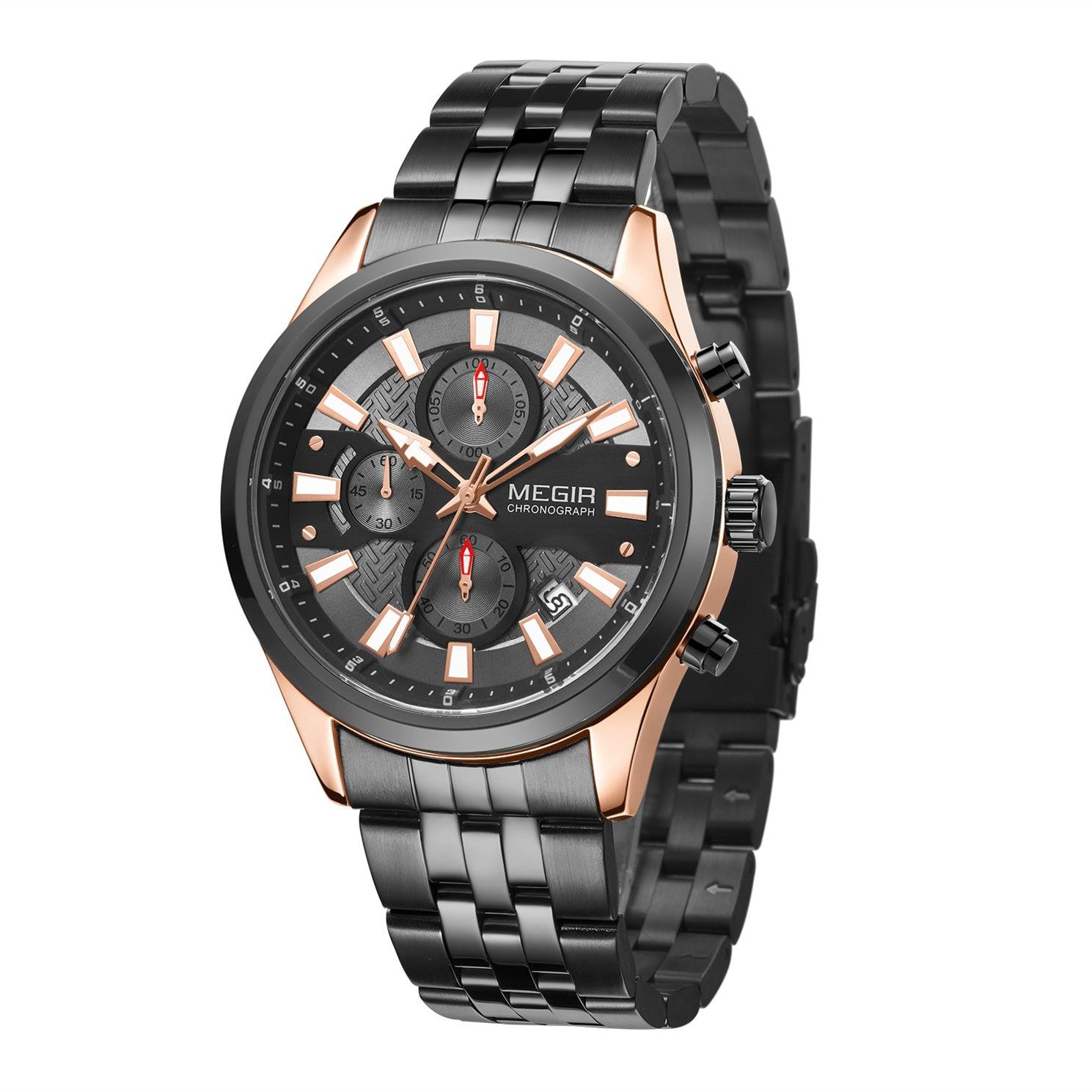 MEGIR Fashion Men Watches Luxury Business Wristwatch Stainless Steel Quartz Watch Calendar Luminous Man Clock Relogio Masculino