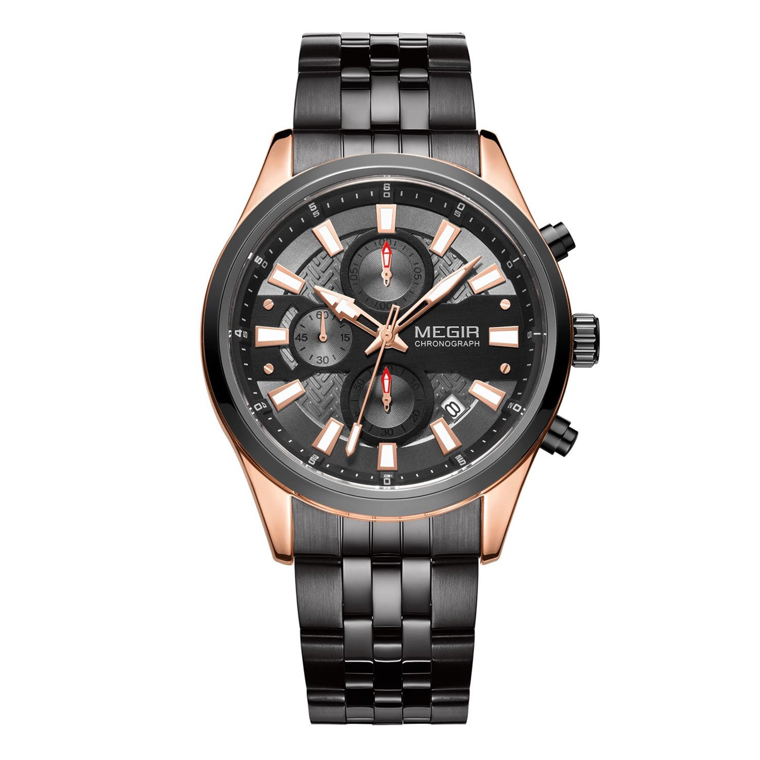 MEGIR Fashion Men Watches Luxury Business Wristwatch Stainless Steel Quartz Watch Calendar Luminous Man Clock Relogio Masculino