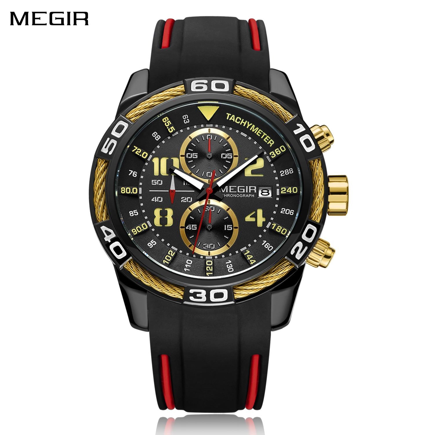 MEGIR Fashion Sports Watches for Mens Luxury Quartz Casual Wristwatch Relogio Masculino Man Chronograph Silicone Strap Clock