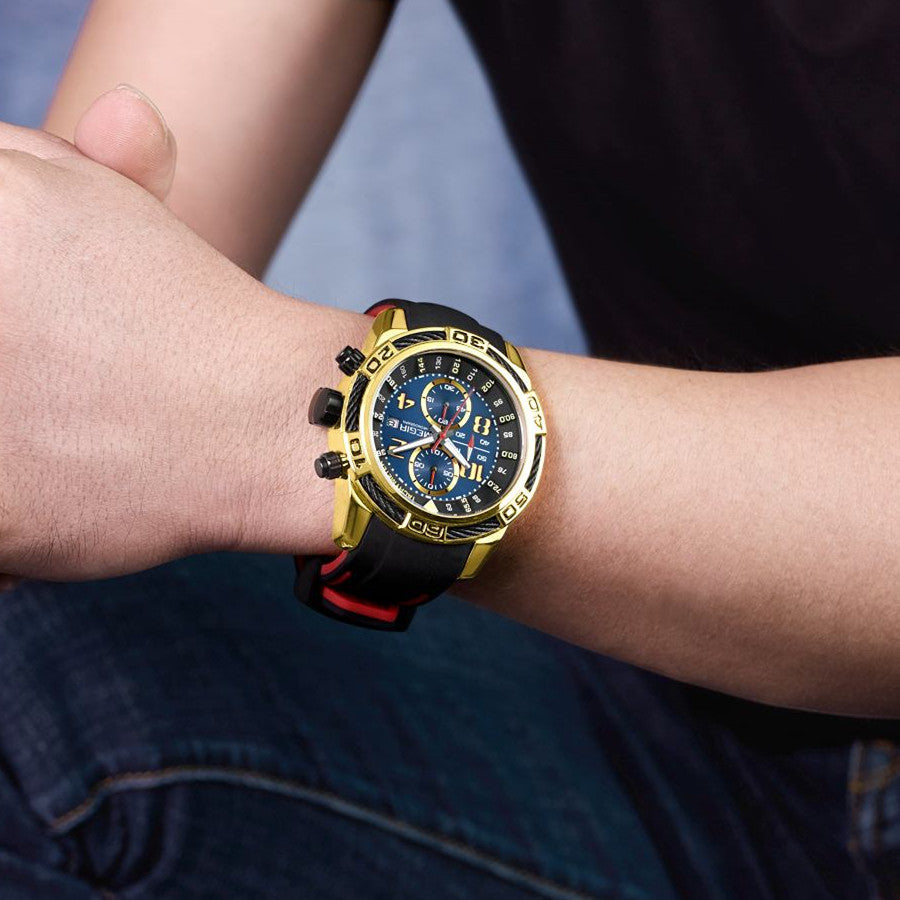 MEGIR Fashion Sports Watches for Mens Luxury Quartz Casual Wristwatch Relogio Masculino Man Chronograph Silicone Strap Clock