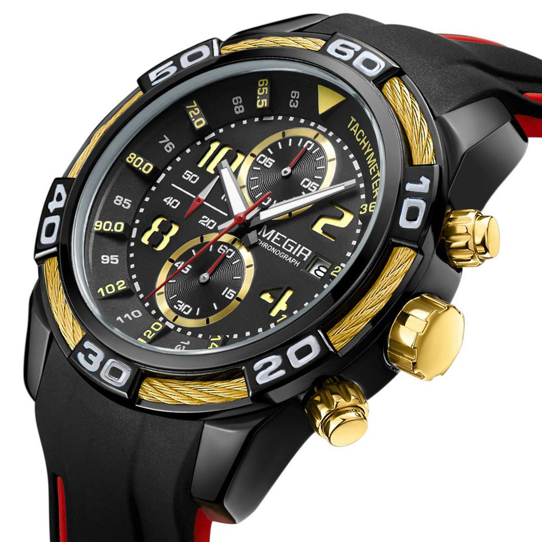 MEGIR Fashion Sports Watches for Mens Luxury Quartz Casual Wristwatch Relogio Masculino Man Chronograph Silicone Strap Clock