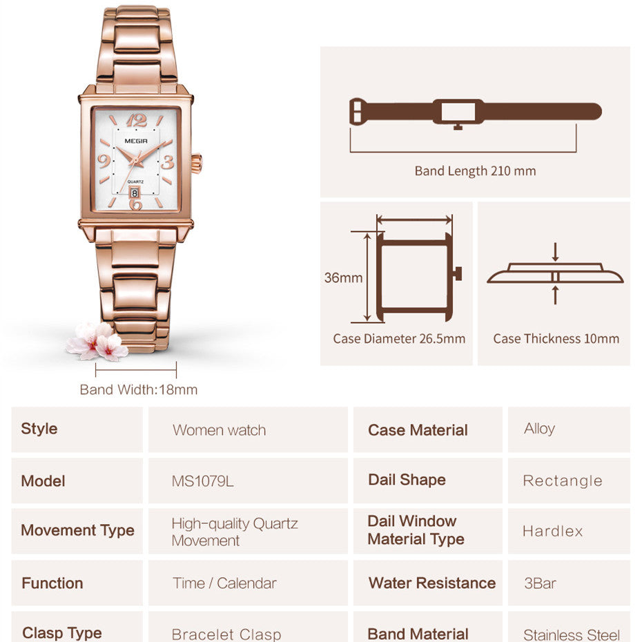 MEGIR White Women's Watches Top Brand Luxury Waterproof Woman Watch Bracelet Fashion Stainless Steel Band Wrist Watch for Women-7