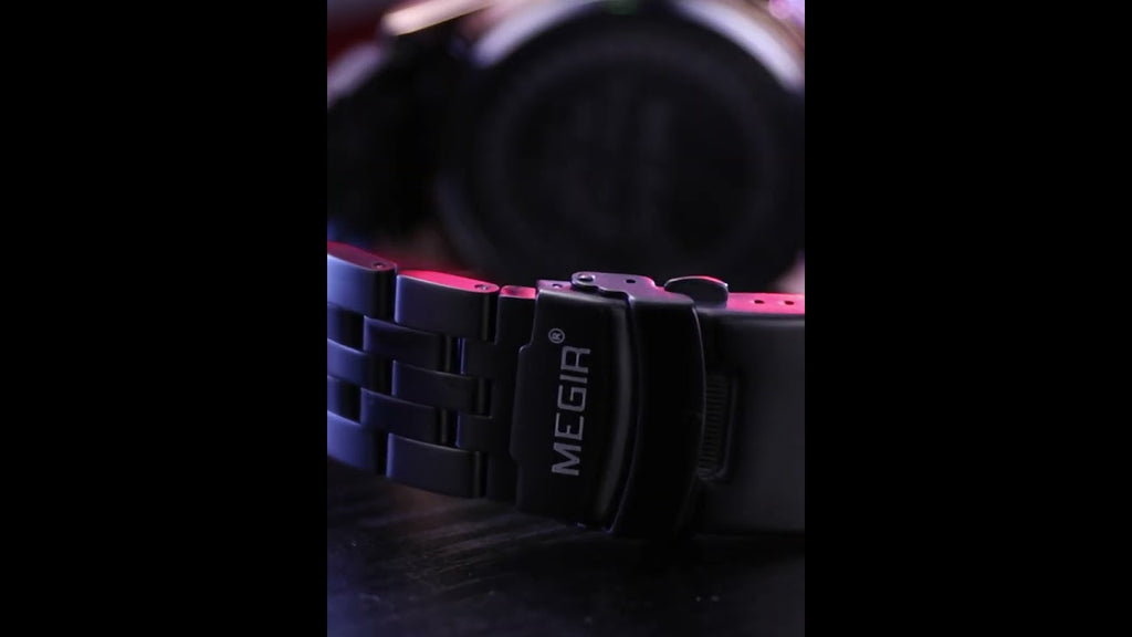 MEGIR Fashion Men Watches Luxury Business Wristwatch Stainless Steel Quartz Watch Calendar Luminous Man Clock Relogio Masculino