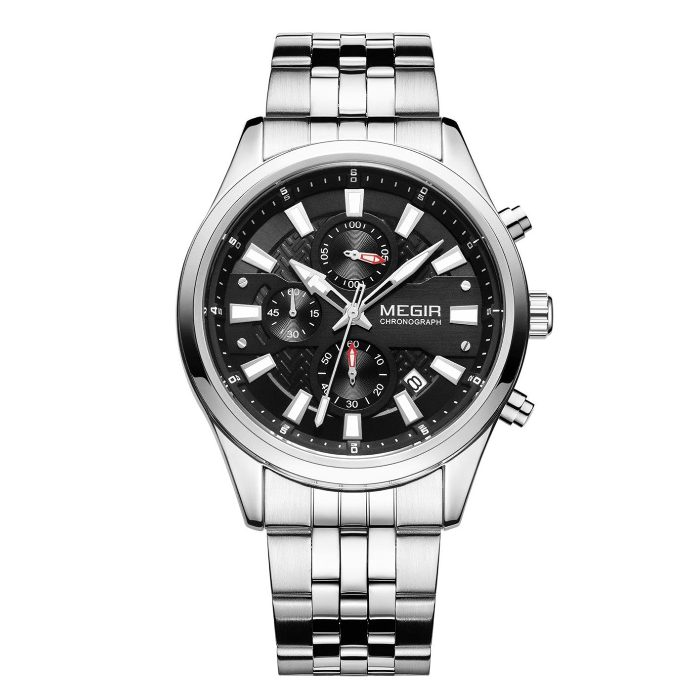 MEGIR Fashion Men Watches Luxury Business Wristwatch Stainless Steel Quartz Watch Calendar Luminous Man Clock Relogio Masculino