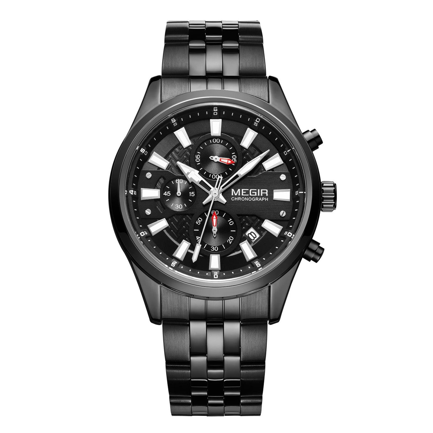 MEGIR Fashion Men Watches Luxury Business Wristwatch Stainless Steel Quartz Watch Calendar Luminous Man Clock Relogio Masculino