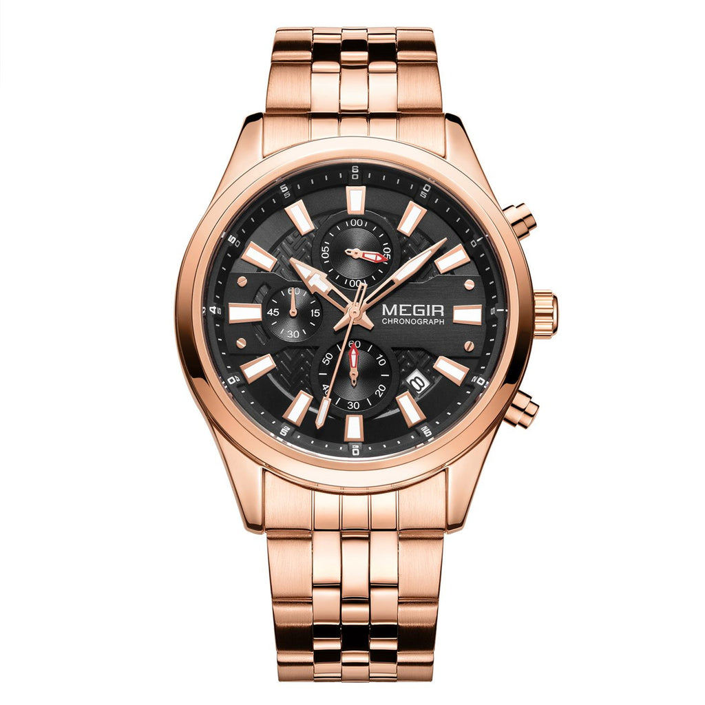 MEGIR Fashion Men Watches Luxury Business Wristwatch Stainless Steel Quartz Watch Calendar Luminous Man Clock Relogio Masculino