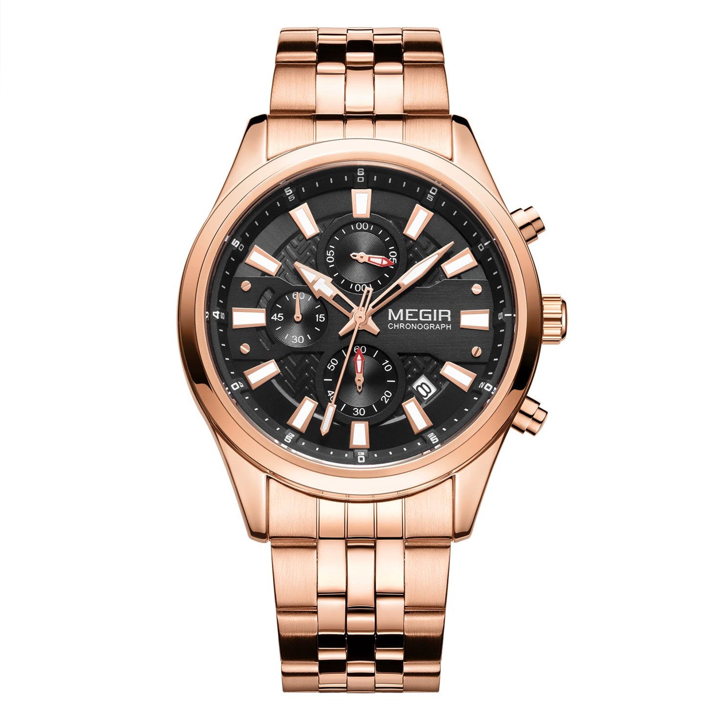 MEGIR Fashion Men Watches Luxury Business Wristwatch Stainless Steel Quartz Watch Calendar Luminous Man Clock Relogio Masculino