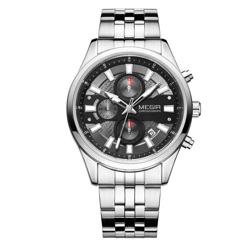 MEGIR Fashion Men Watches Luxury Business Wristwatch Stainless Steel Quartz Watch Calendar Luminous Man Clock Relogio Masculino