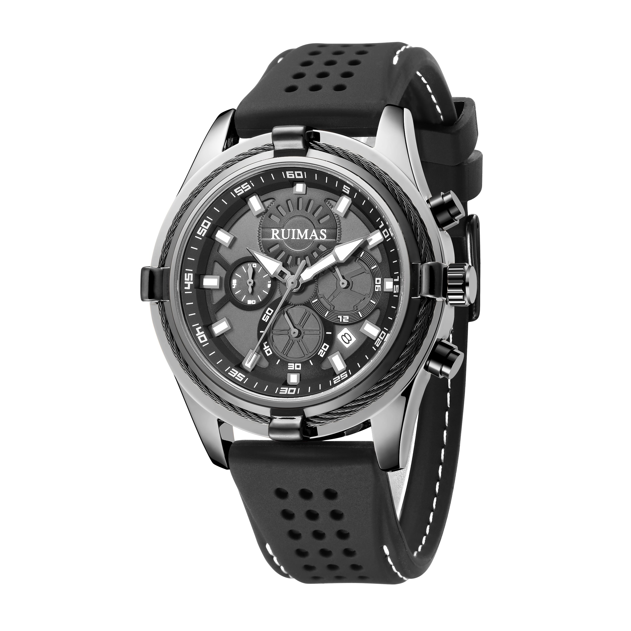 RUIMAS Top Luxury Quartz Wristwatches Men Silicone Large Dial  Military Sports Watches Waterproof Luminous Date Reloj Hombre-11