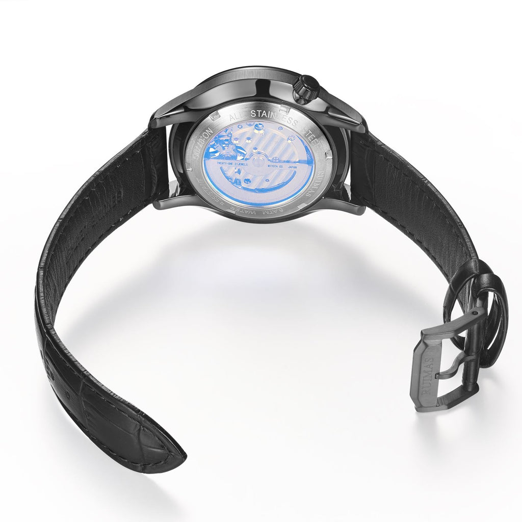 RUIMAS Men Mechanical Wristwatch Fashion Casual Leather Band Watch Luxury Sport Wrist Watch Chronograph Luminous Man Clock 6770