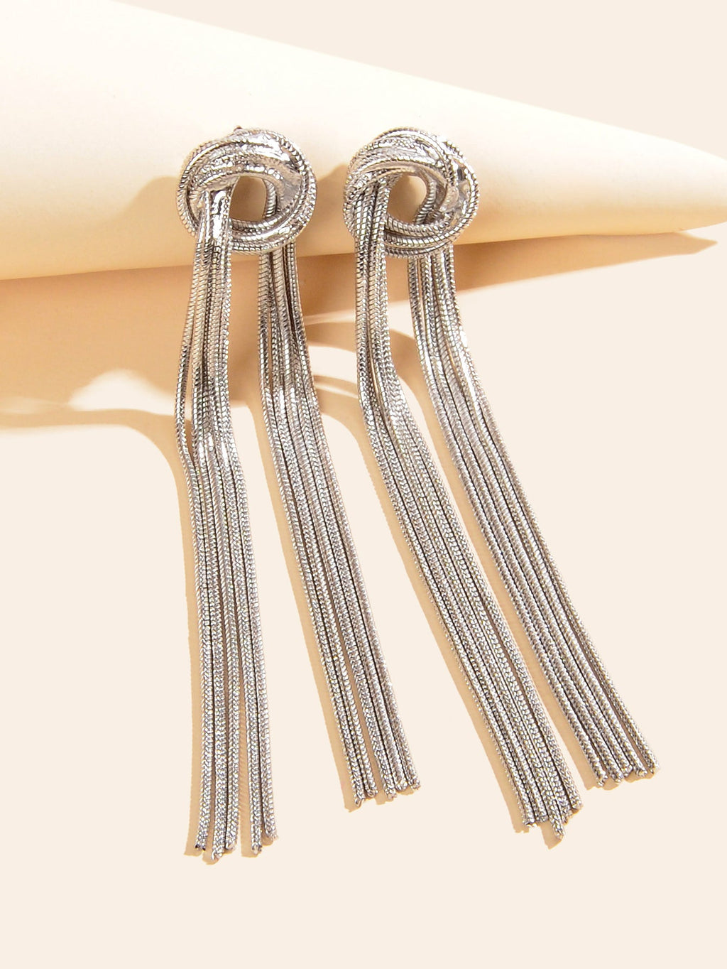 Fashion Silver Long Chain Tassel Pendant Earrings Women Party Dinner Jewellery-2