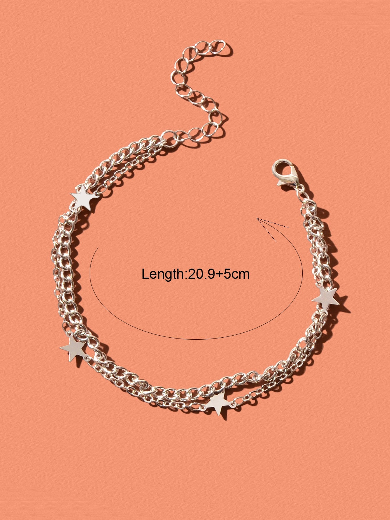 Fashion Silver Star Charm Layered Chain Anklet for Women Beach Foot Jewellery-3