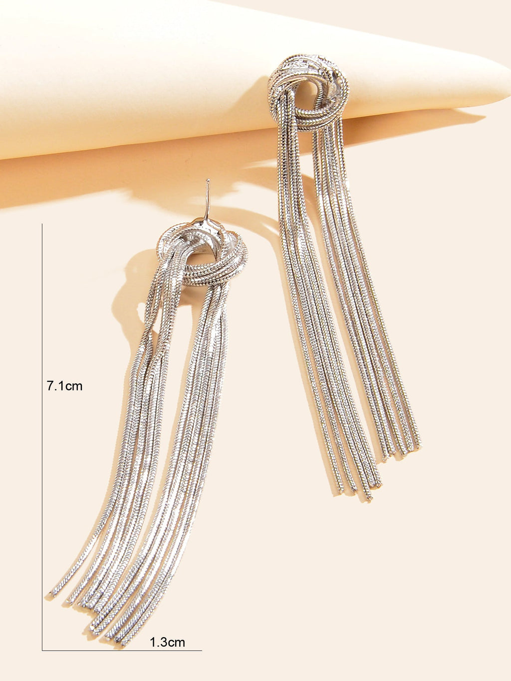 Fashion Silver Long Chain Tassel Pendant Earrings Women Party Dinner Jewellery-3