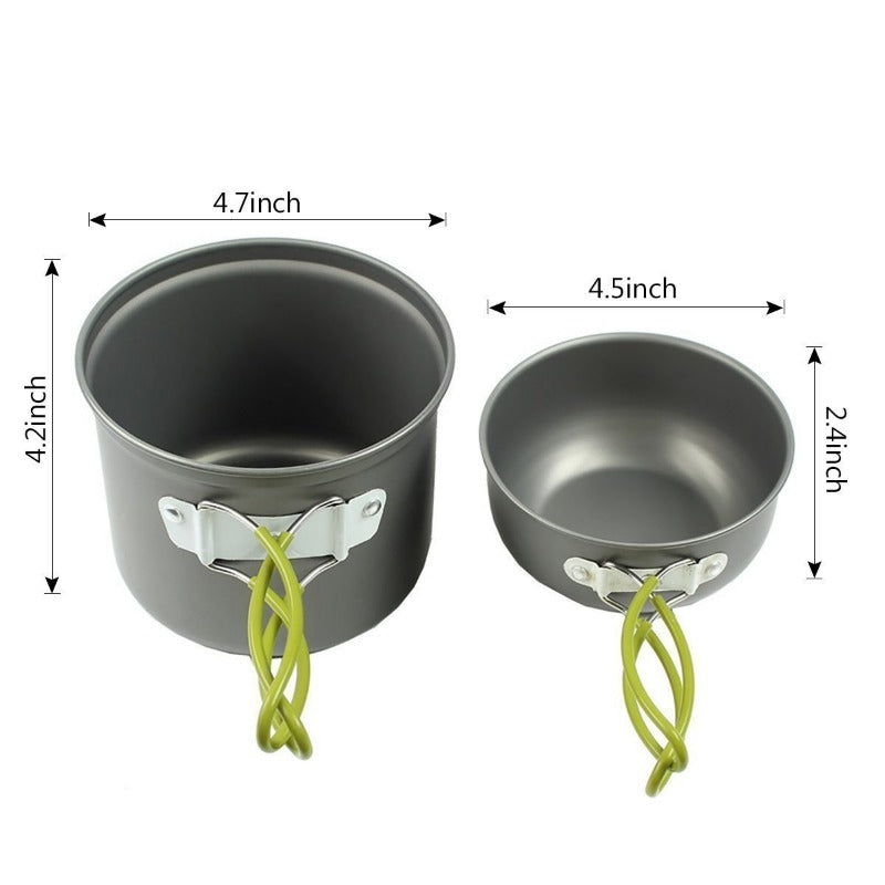 Outdoor Camping Cookware Backpacking Bowl Pot+ Mini Canister Stove Burner Foldable-2