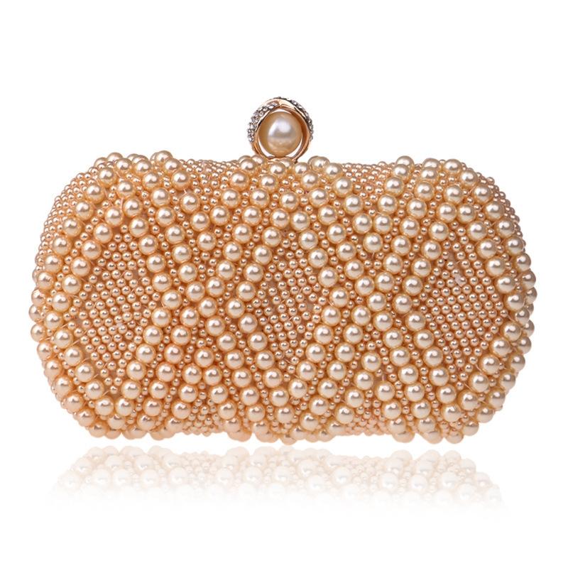 NNEDSZ Party Pearl Handbag Women Fashion Crossbody For Banquets & Events - Champagne Gold-1