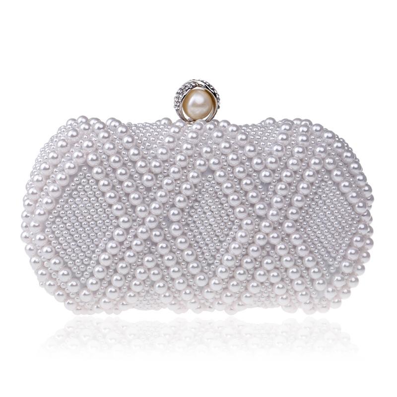 NNEDSZ Party Pearl Handbag Women Fashion Crossbody For Banquets & Events - White-0