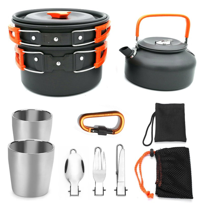 2-3 person Camping Cooking  Ware Sets Pots Pans Picnic-5