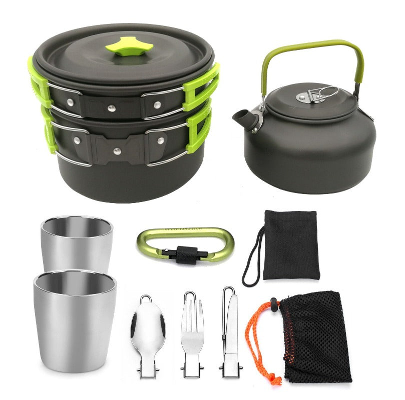 2-3 person Camping Cooking  Ware Sets Pots Pans Picnic-6