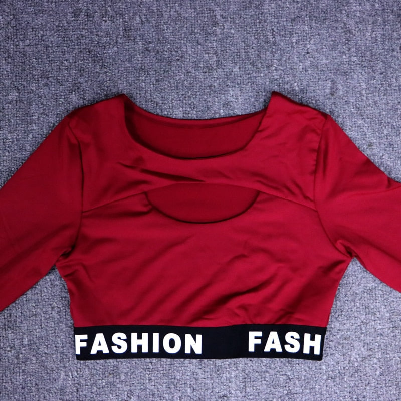 Women Fashion Letter Sport Leggings Bras Yoga Set Fitness Gym Wear-1