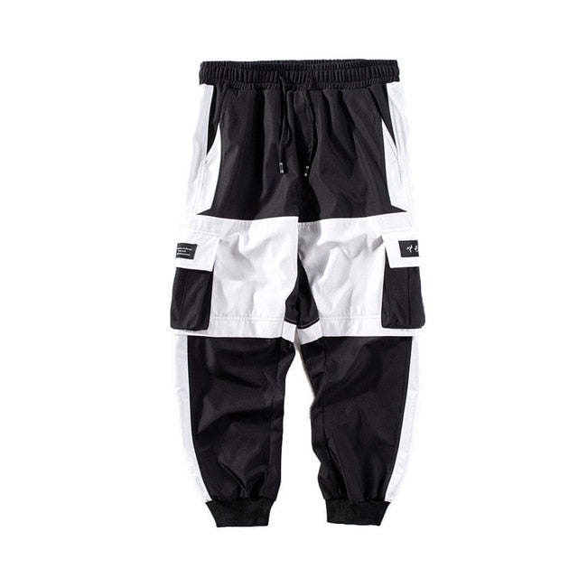 Hip Hop Joggers Men Black Harem Pants Multi-pocket Ribbons Man Sweatpants Streetwear Casual Mens Pants S-3XL