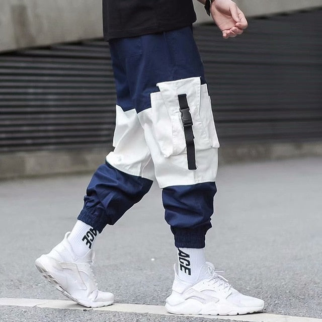 Hip Hop Joggers Men Black Harem Pants Multi-pocket Ribbons Man Sweatpants Streetwear Casual Mens Pants S-3XL