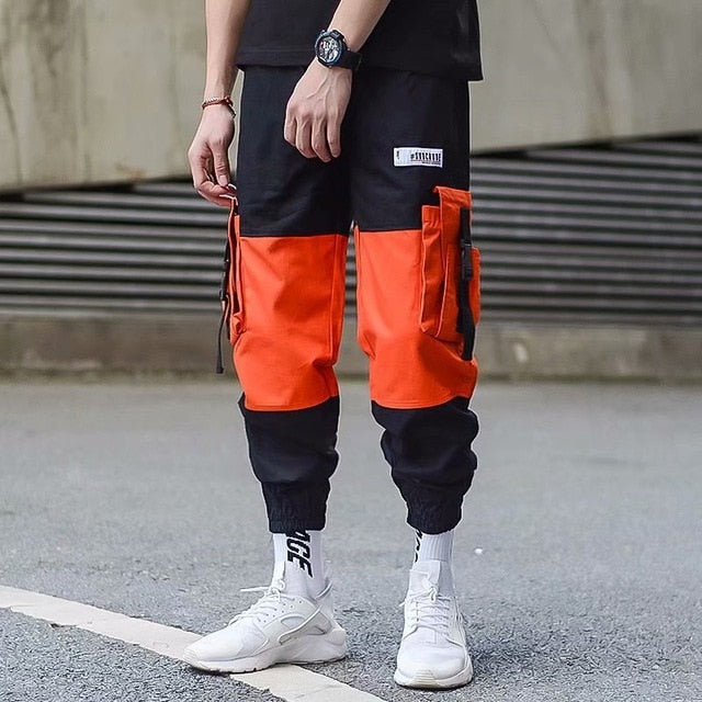 Hip Hop Joggers Men Black Harem Pants Multi-pocket Ribbons Man Sweatpants Streetwear Casual Mens Pants S-3XL