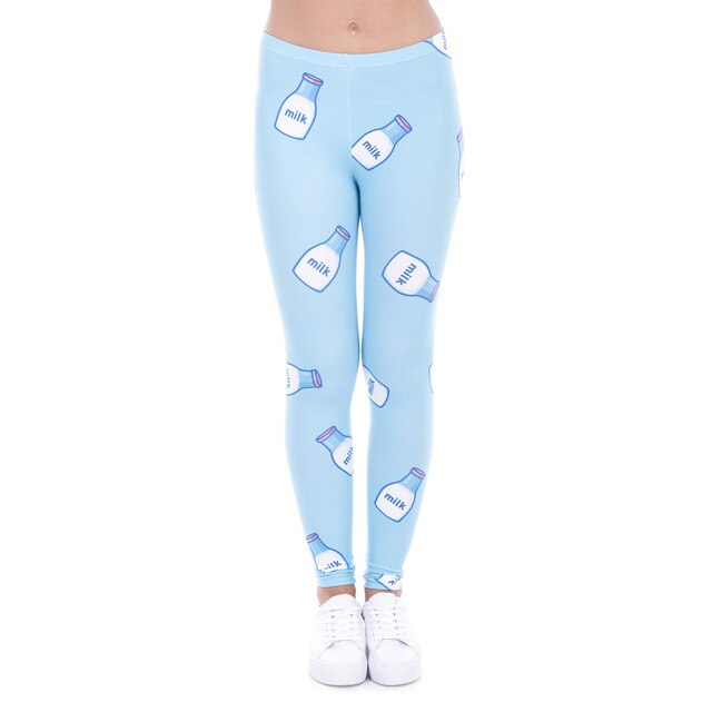 Women Legging Milk Printed Leggins for Women Trousers High Waist Blue Legins Woman Pants Stretch Leggings-5